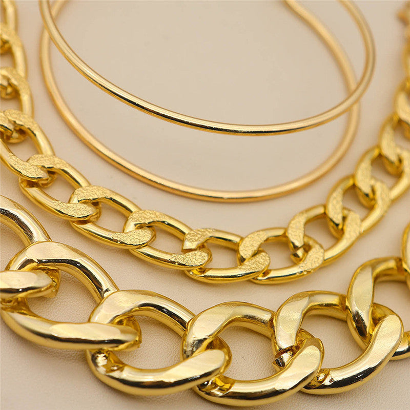 3 Double-layer Thick Chain Bracelet Set - Minihomy