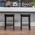 Black Counter Height Bar Stools (Set of 2) - Faux Leather, Backless, Farmhouse Style, 29" - Minihomy