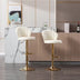 Cream Velvet Swivel Bar Stools Set of 2 - Chrome Base, Adjustable Height - Minihomy