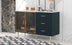 Modern Sideboard Buffet Cabinet with Marble Top & Amber Glass Doors (Navy Blue) - Gold Legs & Handles - Minihomy