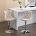 Beige Velvet Swivel Barstools with Backs, Adjustable Height, Chrome Base, Set of 2 - Minihomy