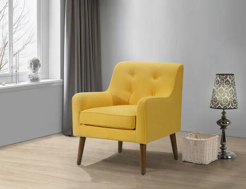 Mid-Century Modern Yellow Accent Chair - Ryder Tufted Armchair (25")