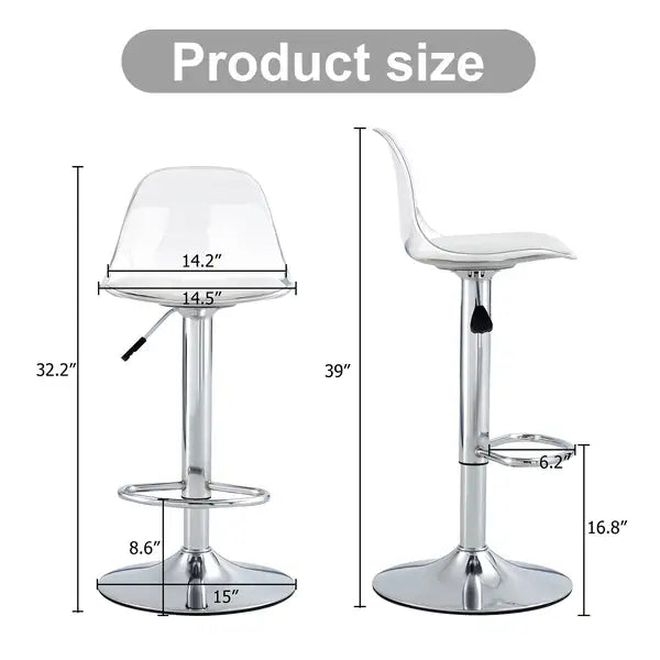 Modern Bar Stools Set of 2 | Swivel & Adjustable Height | PU Seats & PET Backrest - Bar, Restaurant, Counter Seating - Minihomy