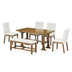 Farmhouse 76" Extendable Dining Table Set with Chairs & Bench - Dark Brown - Minihomy