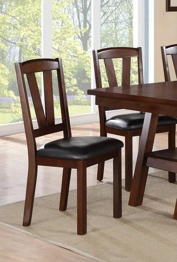 Walnut Wood Dining Chairs (Set of 2) - Cushioned Kitchen Chairs with Backrest