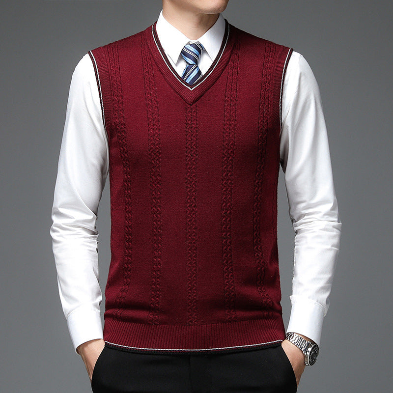 Casual Navy Solid Color Single-breasted Fitted Type Vest