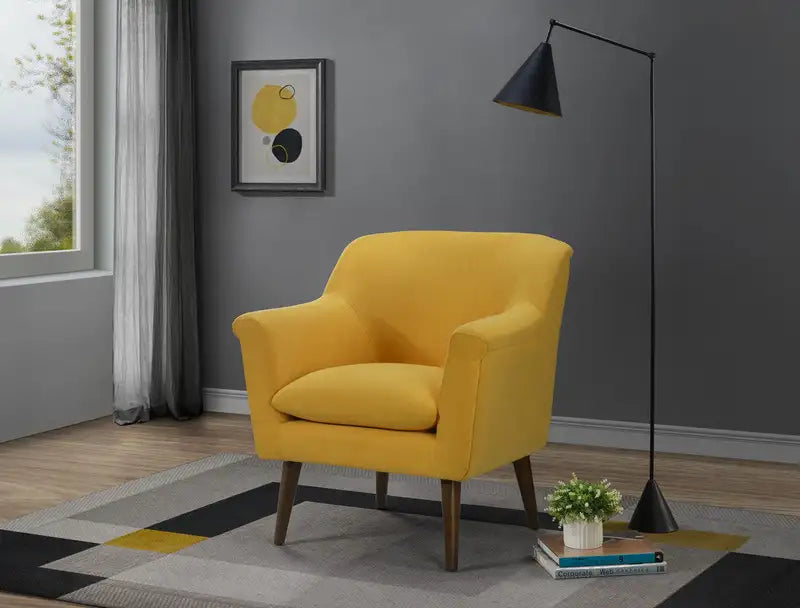 Oversized Yellow Shelby Armchair - 31.5" Woven Fabric