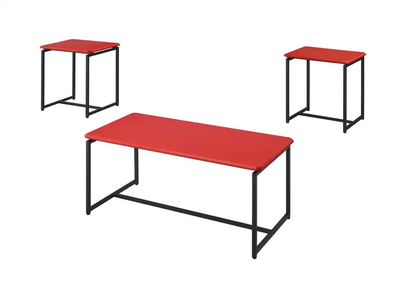 Red Carbon Fiber Coffee & End Table Set - GT 3-Piece