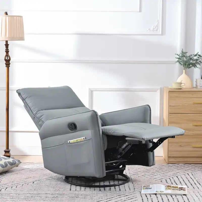 Swivel Rocker Recliner Chair with Side Pocket - Modern Nursery Glider