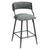 Grey Counter Height Bar Stools - 26" PU Leather Seat & Black Base - Minihomy