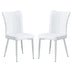 2-Piece Modern Dining Chairs Set - White PU Seat, Silver Metal Legs - Office, Restaurant, Living Room - C-008 - Minihomy