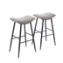 Counter Height Bar Stools Set of 2 - Linen Upholstered with Footrest - Dining Room Kitchen Island - Minihomy