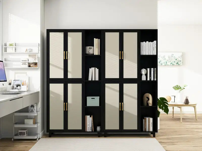 4-Door Storage Cabinet with 8 Adjustable Shelves