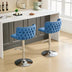 Blue Swivel Barstools Set of 2 - Adjustable Height, Chrome Base, Tufted PU Leather - Minihomy