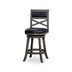 24" Weathered Gray Counter Height Swivel Stool with Black Leather Seat - Minihomy