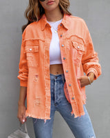 Ripped Shirt Jacket for Women - Perfect for Autumn and Spring