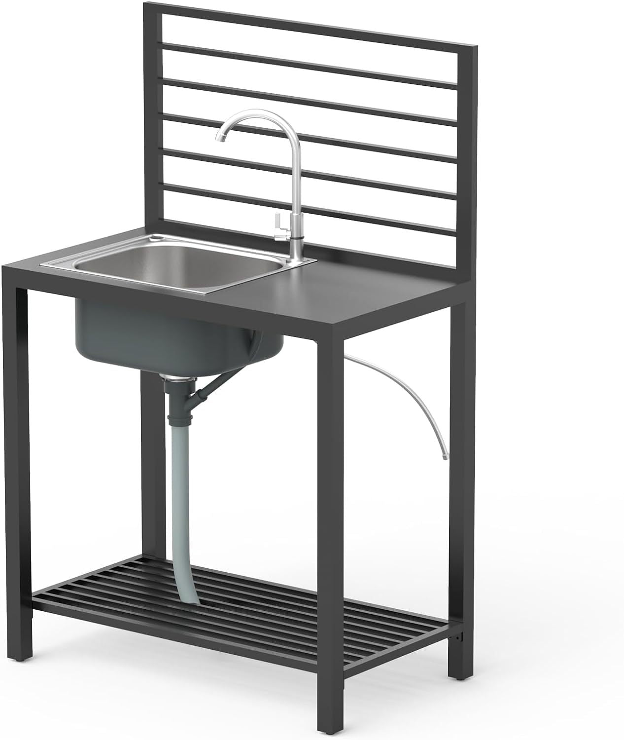 Outdoor Kitchen Island with Sink, Storage & Cover - Aluminum & Stainless Steel