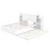 Full Size Platform Bed with Pull Out Shelves & Twin Trundle - White - Minihomy