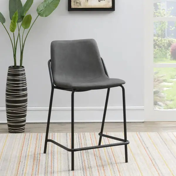 Grey & Black Counter Height Stools w/ Footrests (Set of 2)