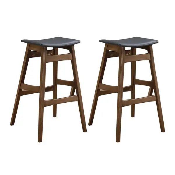 Bar Height Stools (Set of 2) - Dark Grey & Walnut