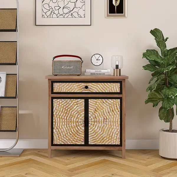 Vintage Storage Cabinet with Drawers & Doors - Natural Wood Sideboard Buffet for Living Room, Dining Room, Bathroom