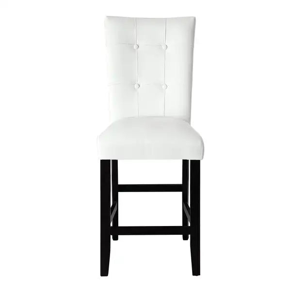 Modern White & Black Tufted Counter Height Stools (Set of 2)