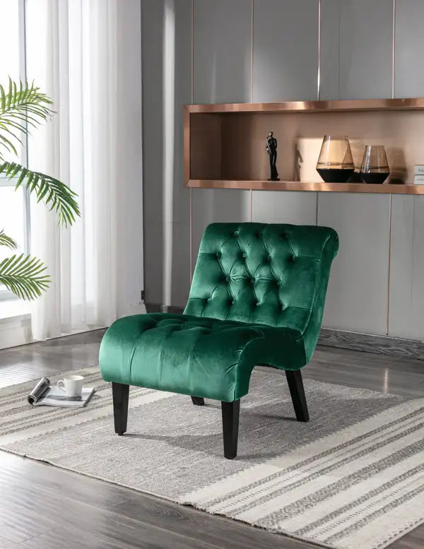 Modern Velvet Armless Accent Chair - Green Velvet Living Room Chair