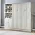 Full Size Murphy Bed with Storage | Space-Saving Bed for Guest Room, Home Office, Rustic White - Minihomy