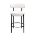 Modern Counter Height Stools Set of 2 - White Upholstered Barstools with Footrest for Kitchen & Dining Room - Minihomy