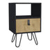 Black Nightstand with Hairpin Legs & Drawer - 24" Tall, Macadamia Accent Table - Minihomy