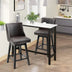 28" Brown Swivel Bar Stools (Set of 2) - Upholstered, Nailhead Trim, Wood Legs - Minihomy