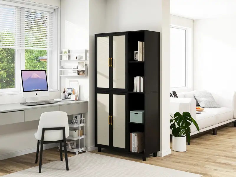 4-Door Storage Cabinet with 8 Adjustable Shelves