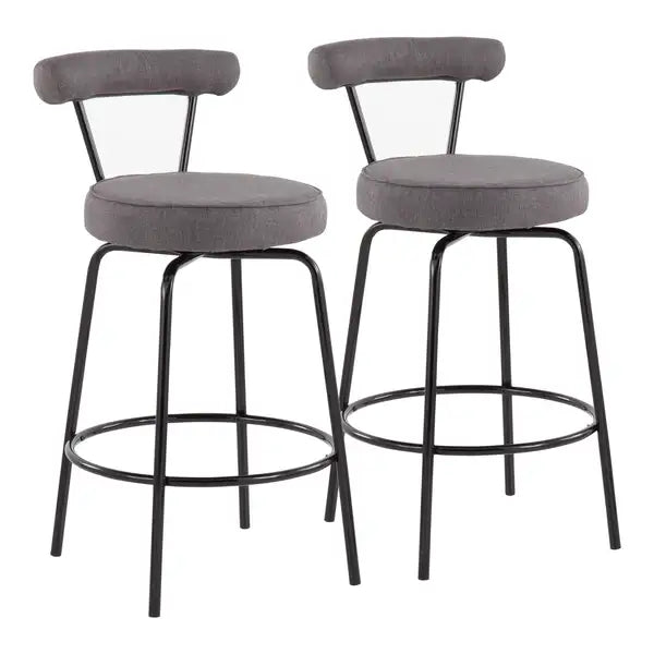 LumiSource Rhonda Black Steel Counter Stools - Set of 2