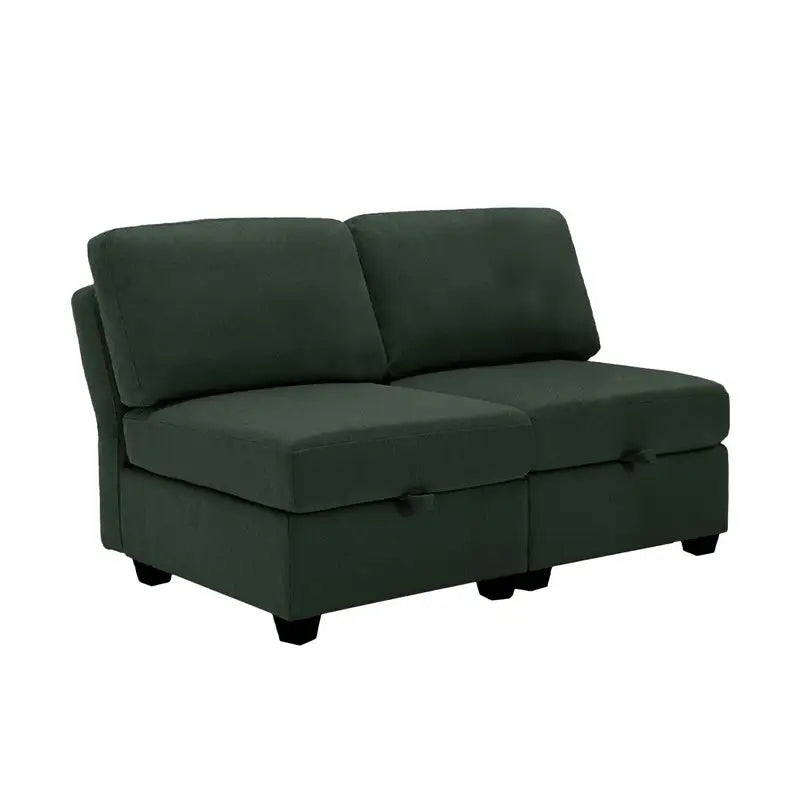 Modern Green Sofa: 2-Seater Upholstered Couch with Adjustable Backrest