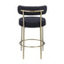 Modern Sherpa Counter Height Stools Set of 2 - Black - Brushed Brass Legs - Footrest - Minihomy