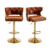 Brown Leather Bar Stools with Back & Footrest - Counter Height (Set of 2) - Minihomy