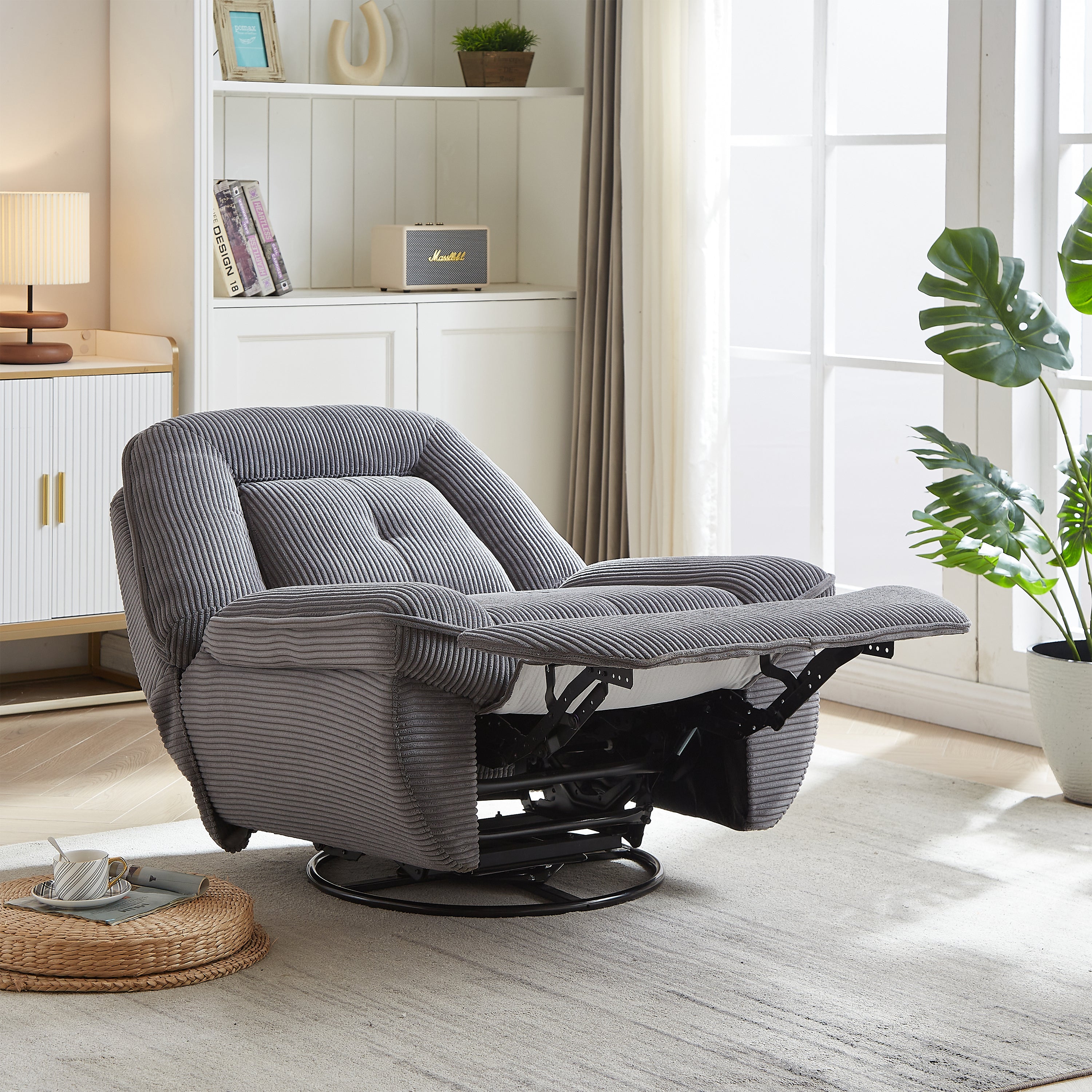 Corduroy Swivel Rocker Recliner Chair - 360° Rotation