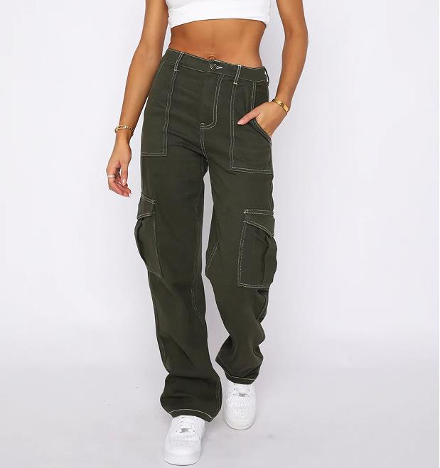 Cargo Pants For Women High Waisted Casual Pants Baggy Stretchy Wide Leg Streetwear