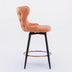 Modern Bar Stools, Set of 2, Swivel, Orange Leatherette, Gold Nailhead Trim - Minihomy