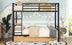 Full Size Metal Convertible Bunk Bed with 2 Drawers - Black - Minihomy