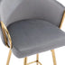 2-Pack 30 Inch Bar Stools, Velvet Seat, Chrome Base & Golden Legs - Gray - Minihomy