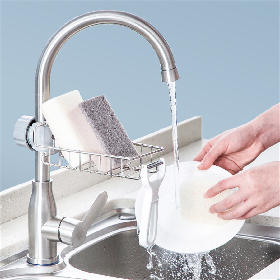 Adjustable Sink Drain Rack Sponge Storage Faucet Holder