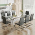 Modern Glass Dining Table with Silver Legs - 79" x 39" x 30" - Home & Office Use - Minihomy