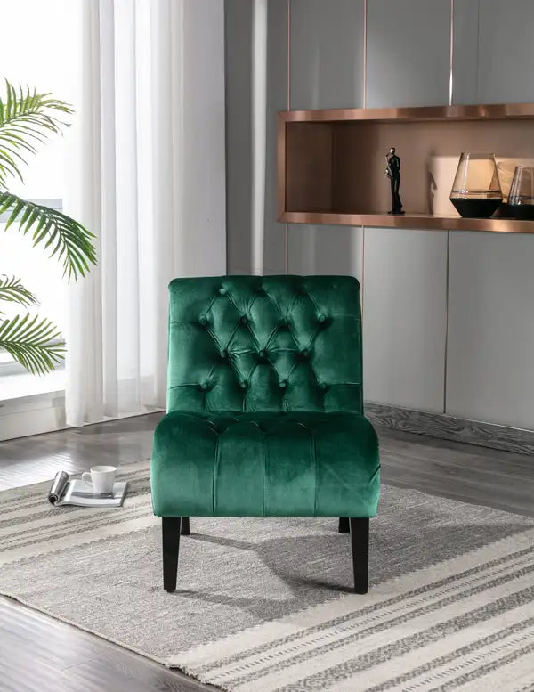 Modern Velvet Armless Accent Chair - Green Velvet Living Room Chair