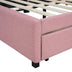 Full Size Upholstered Daybed with Storage Drawers - Linen Fabric (Pink) - Minihomy