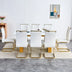 Modern Rectangular Dining Table & 8 Chair Set - Glass Top, Faux Leather Seats, Golden Legs - Minihomy