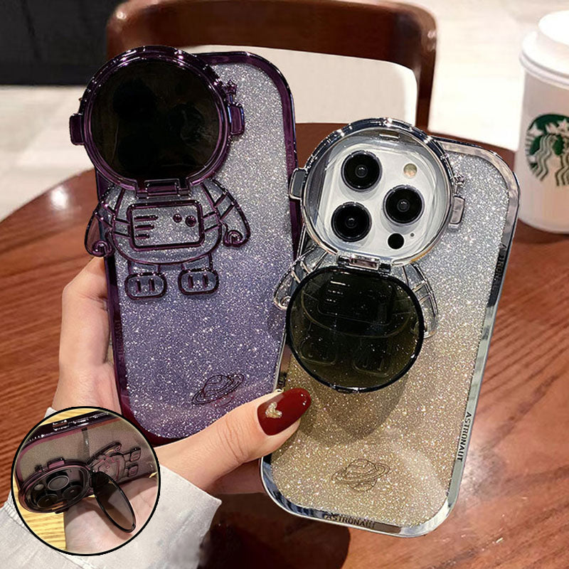 Glitter Astronaut Camera Stand Phone Case