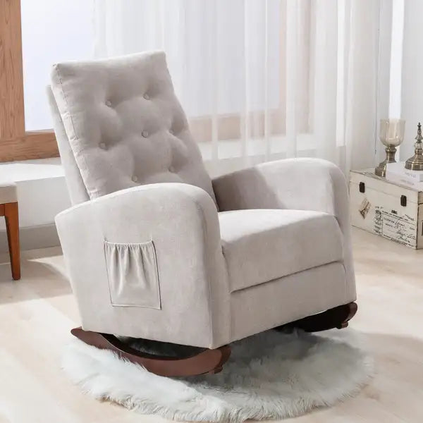 Modern High-Back Rocking Chair for Baby Nursery - Comfortable & Padded