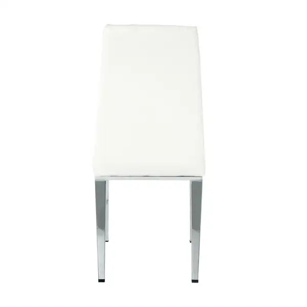 Modern Dining Chairs Set of 2, White PU Leather, Electroplated Legs, Home Bedroom Stool - Minihomy