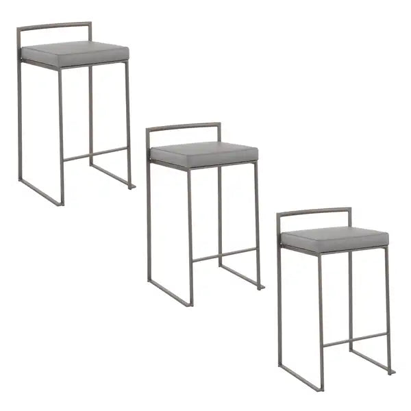 LumiSource Fuji 26" Industrial Metal Counter Stools (Set of 3)